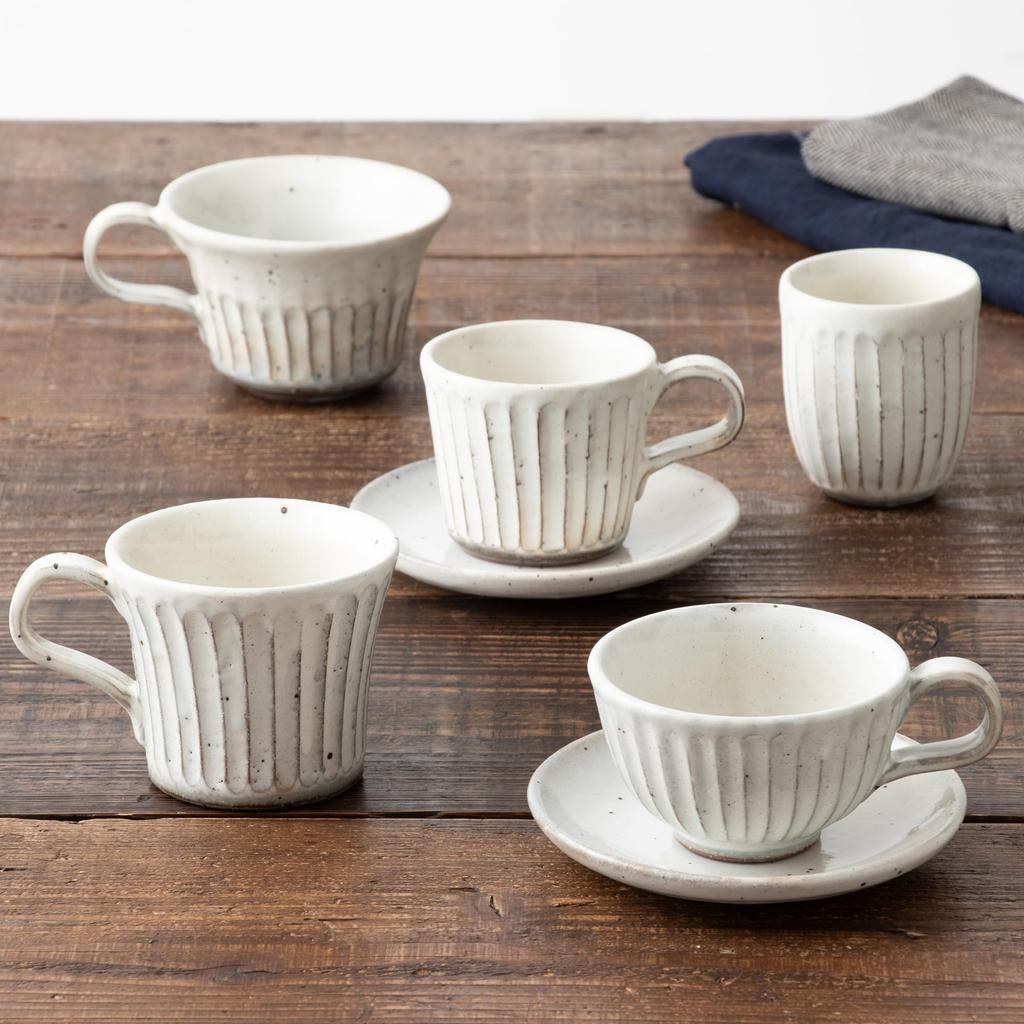 Cup and Saucer, Japanese Tableware, Powdered Finish, Kegimi (C/S), Mino Ware, Made In Japan, 10309