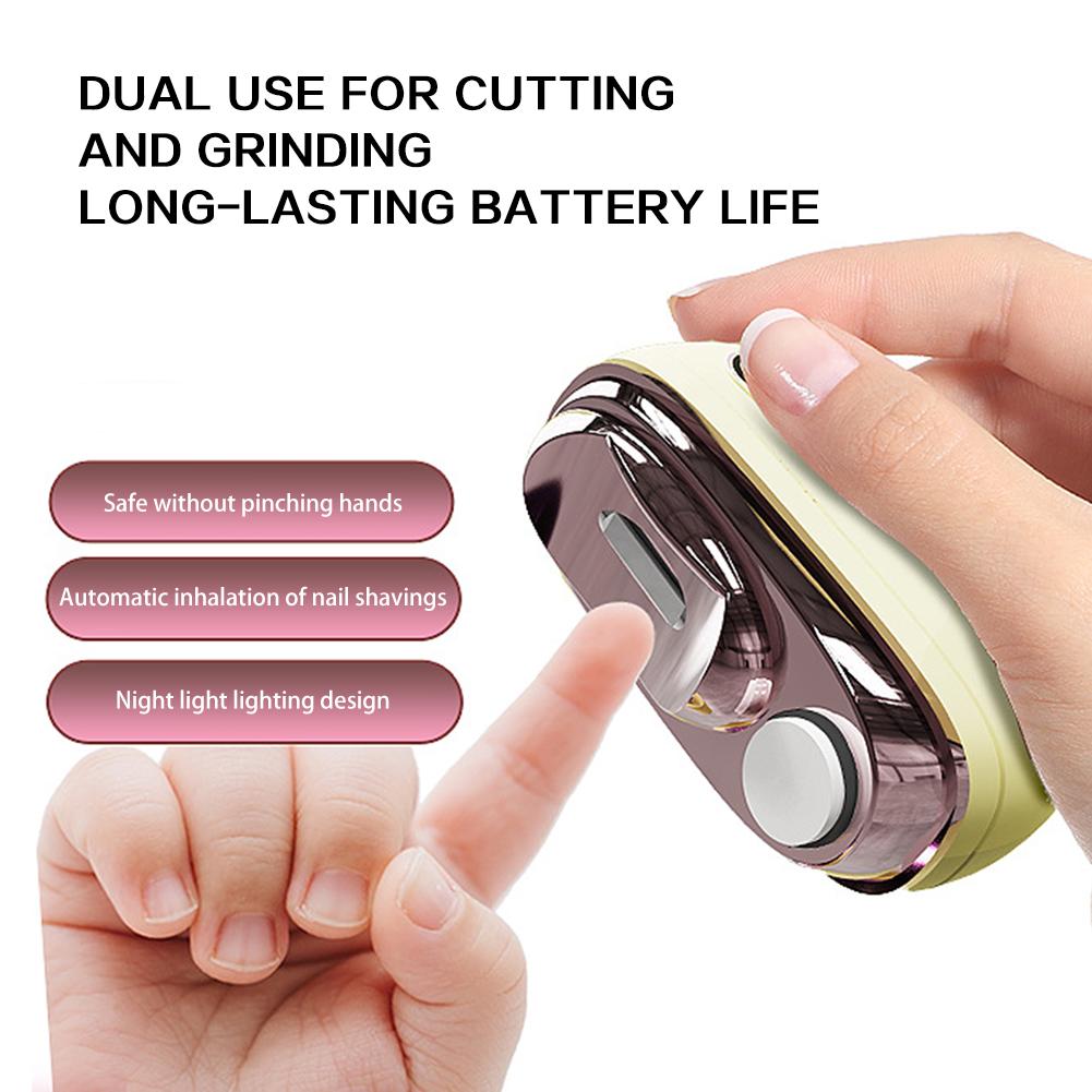 Electric Nail Clippers Thick Toe Nails Nail File LED Light Safety Fingernail Clipper Trimmer Polisher Operation Convenient