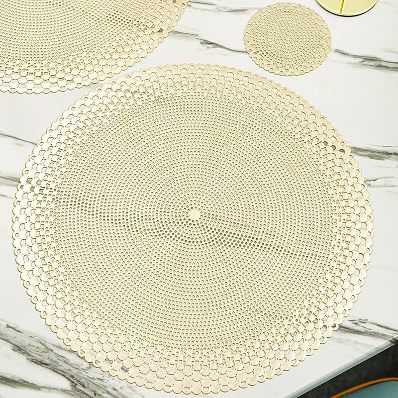 PVC Dining Coaster Set Decorative Table Mat PVC Bronzing Kitchen Supplies Antislip For Restaurant Pure Color Western Food CushionTable Decoration Mat