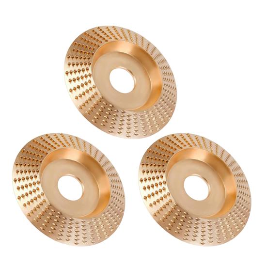 3Pcs Angle Grinder Polishing Pad, Wide Angle Grinder Compatible 4-4.5 Inch with Adapters, Curved Grooved Anti-Clog Teeth for Engraving Polishing