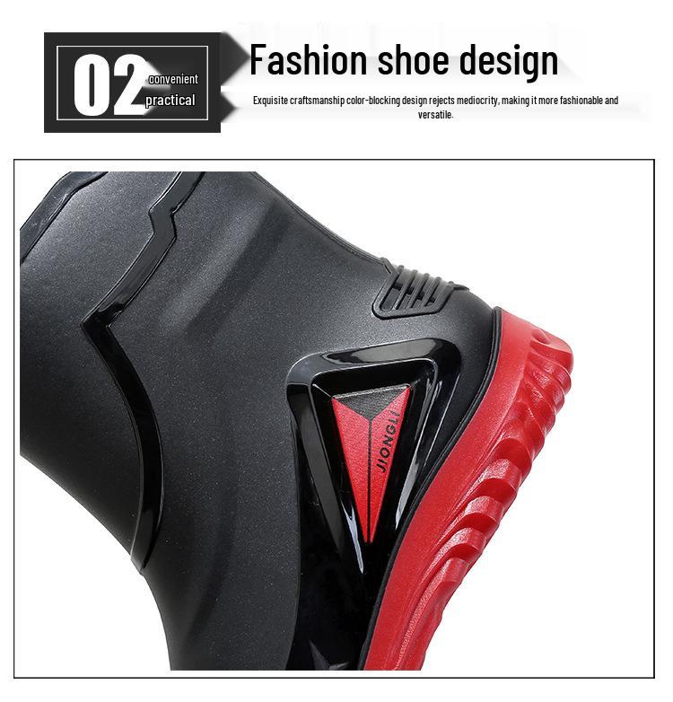 Men's Waterproof Non-Slip Rubber Work Boots - Outdoor & Kitchen, Rain & Cold Protection, Plus Velvet, Durable