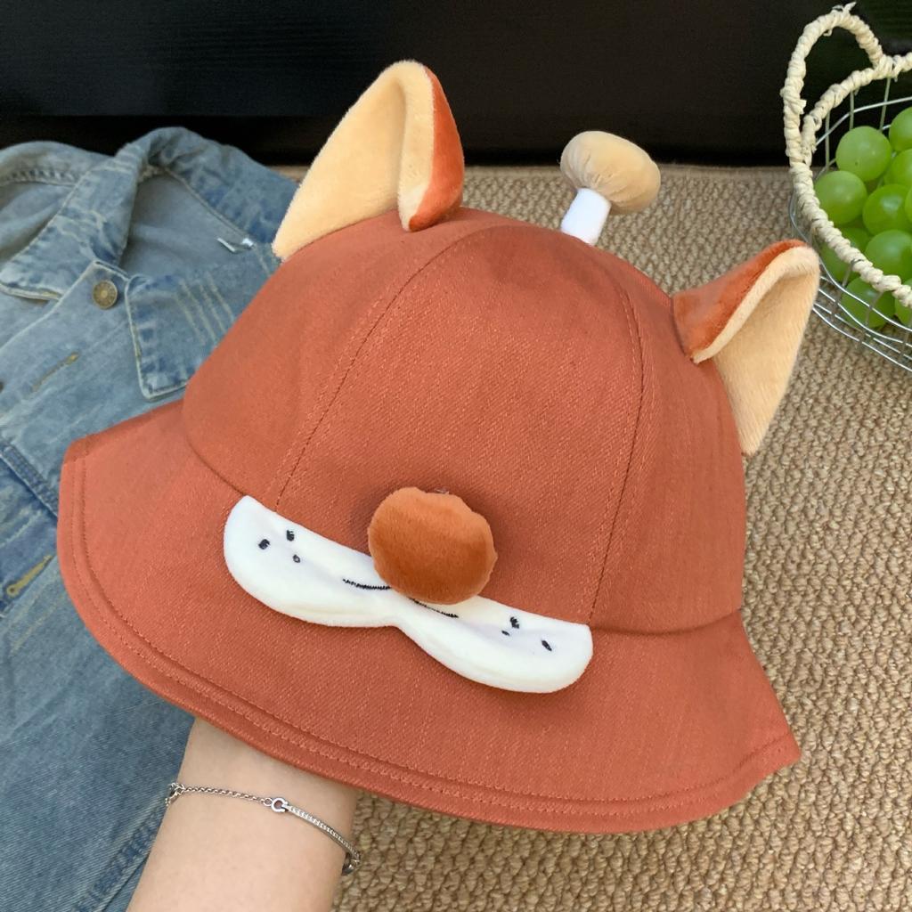 Cartoon mushroom cat fisherman hat children versatile face small fashion cute funny expression basin hat tide