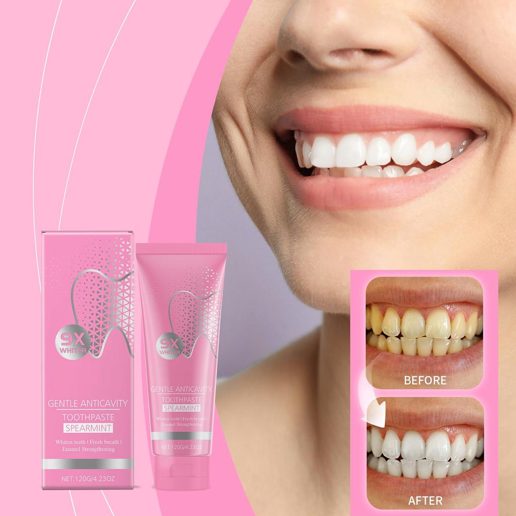 Whitening Toothpaste, Safe For Gums, Reduces Stains And Tartar, Freshens Breath, Reduces Cavities, Inhibits And Cleans Teeth.