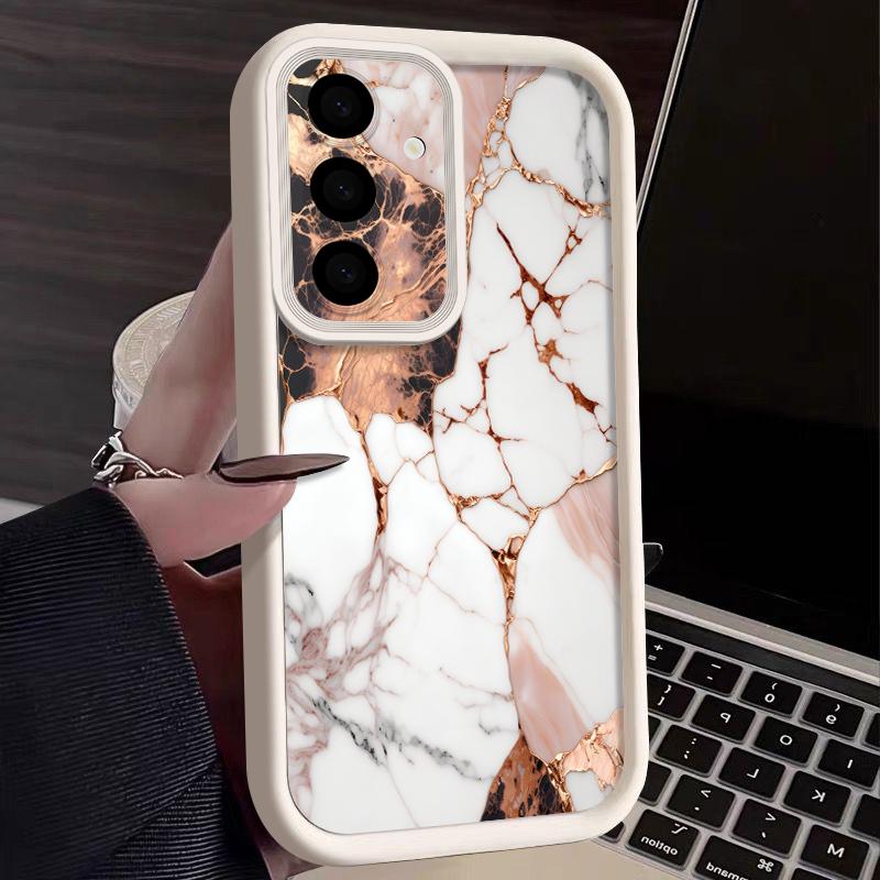Purple Marble Pattern Case For Samsung S26 S25 Ultra S24 S23 Plus S22 S21 FE A54 A15 A25 A35 A55 A16 A26 A36 A56 A17 A27 A37 A57 5G Shockproof Cover