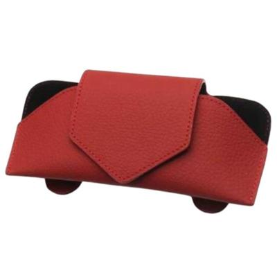 Car Holder Storage Case with Magnetic Closure and Clip [ASPALAND] Glasses/Sunglasses (Brown)