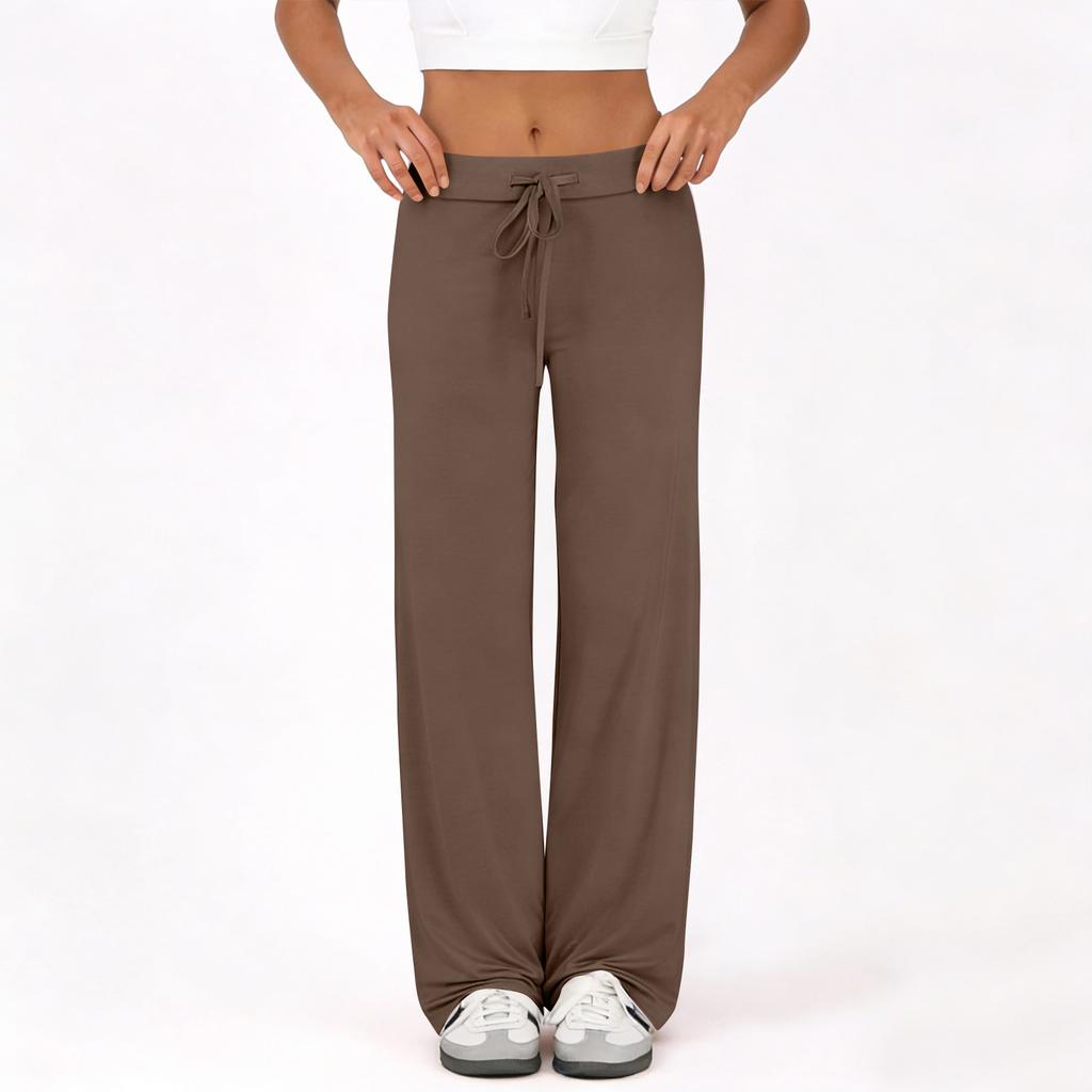 Damen Schlaghose Lässige Kordelzug Elastischer Bund Bequeme Schlaghose Yoga Lose Hose