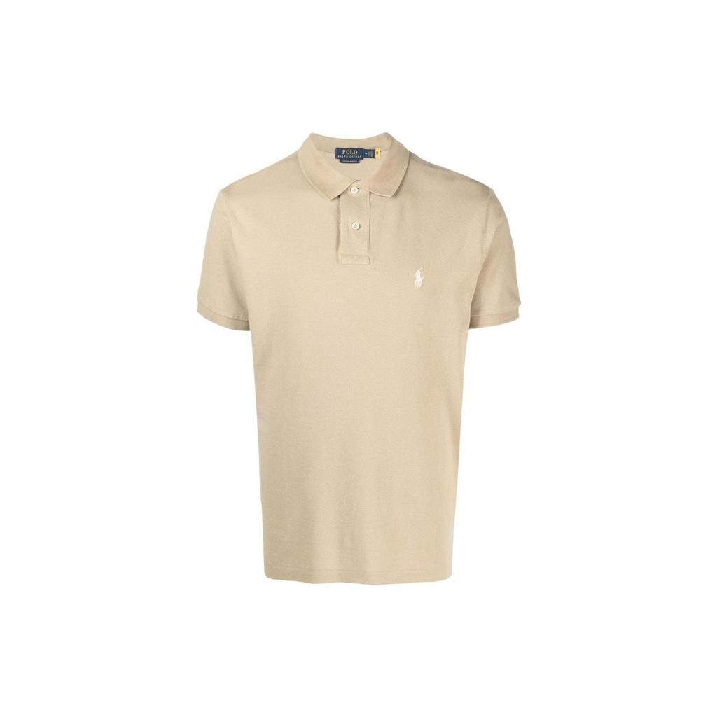 Polo Ralph Lauren SS23 Solid Color Logo Embroidered Short Sleeve Polo Shirt Men Tops Beige 710680784-306