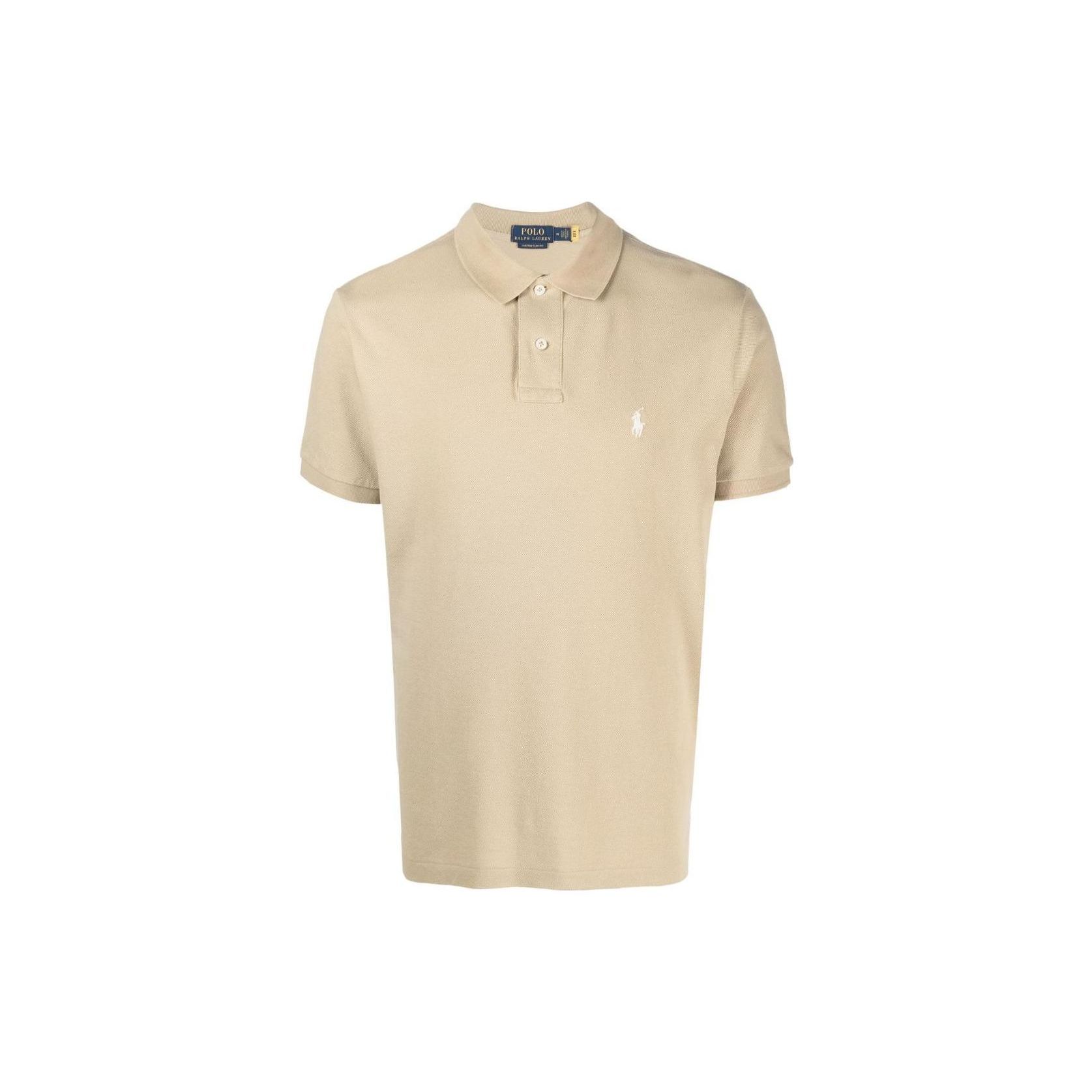

Polo Ralph Lauren SS23 Solid Color Logo Embroidered Short Sleeve Polo Shirt Men tops Beige 710680784-306 XL