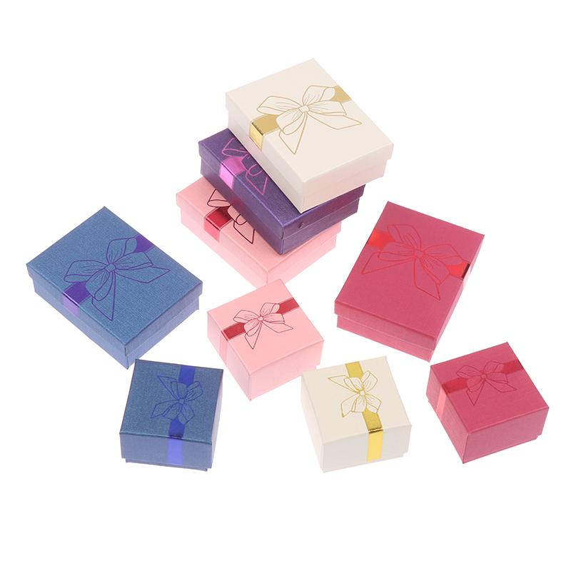 5Pcs Bow Jewelry Box Ring Earrings Bracelets Necklace Organizer Paper Jewelry Gift Packaging Box Wedding Proposal Supplies