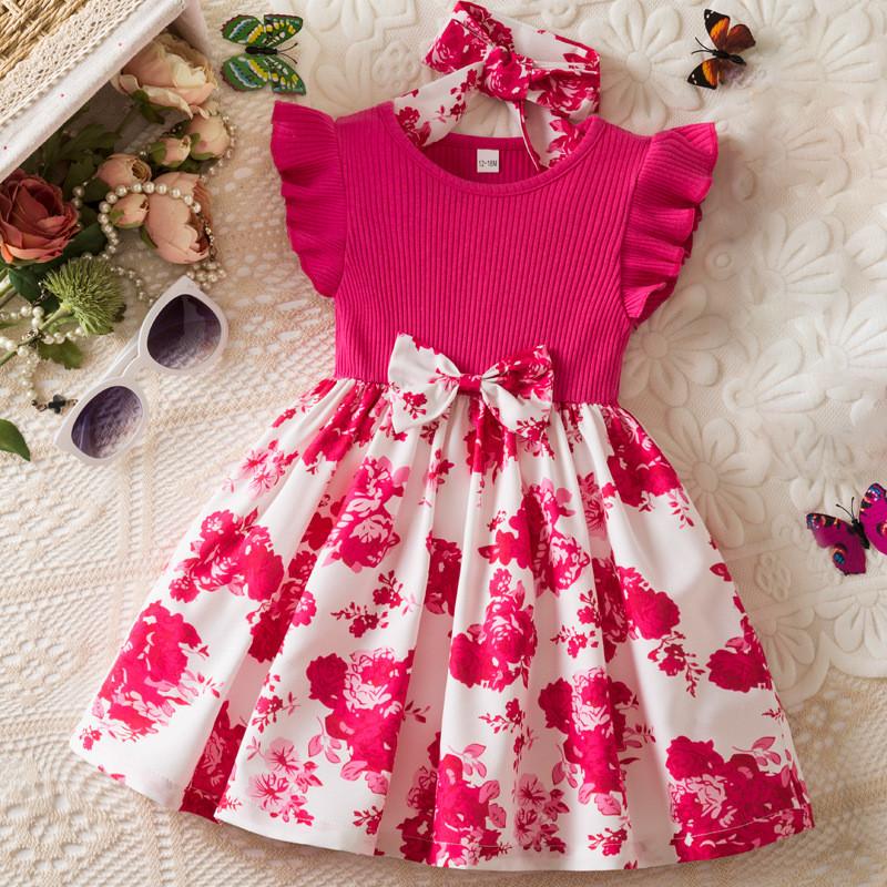 Summer Girl Dress With Floral Print For Toddler Girls Gift For Birthdays