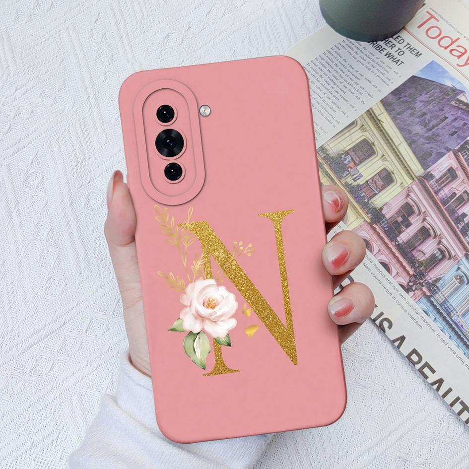 

Чехол для телефона Huawei Nova 5T 4E 7i 8i 7 9 10 Pro SE 11 Pro, роскошный мягкий жидкий силиконовый чехол с цветочными буквами, матовый противоударный чехол для бампера Huawei Huawei Nova 10 Pro