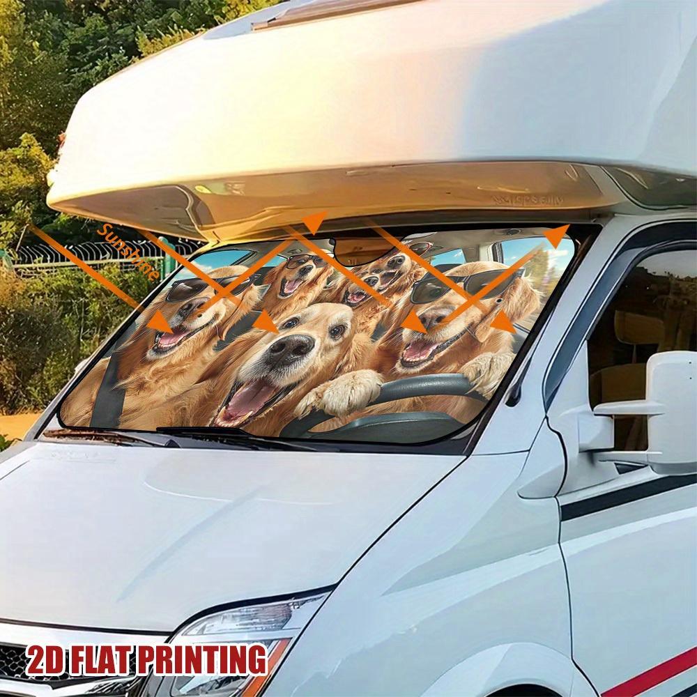 1Pcs Golden Retriever Playtime Car Windshield Sunshade UV Rays Heat Blocker Keeps Vehicle Cool Unique Design Fit Sedans SUVs RVs