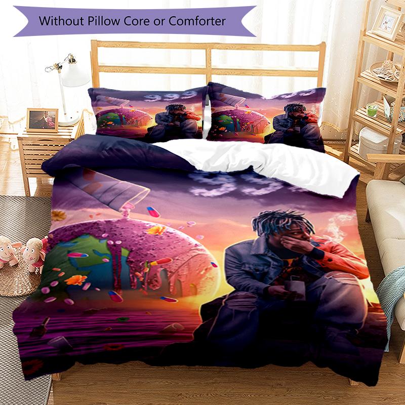 3pcs Juice WRLD Bedding Set Duvet Cover Closure Includes 1 Duvet Cover & 2 Pillowcases, Soft and Comfortable for All Seasons.