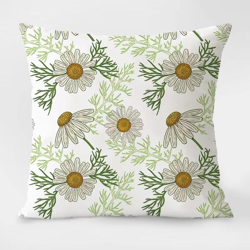 Simple Floral Pillowcase – Dormitory, Office & Living Room Sofa Home Decor