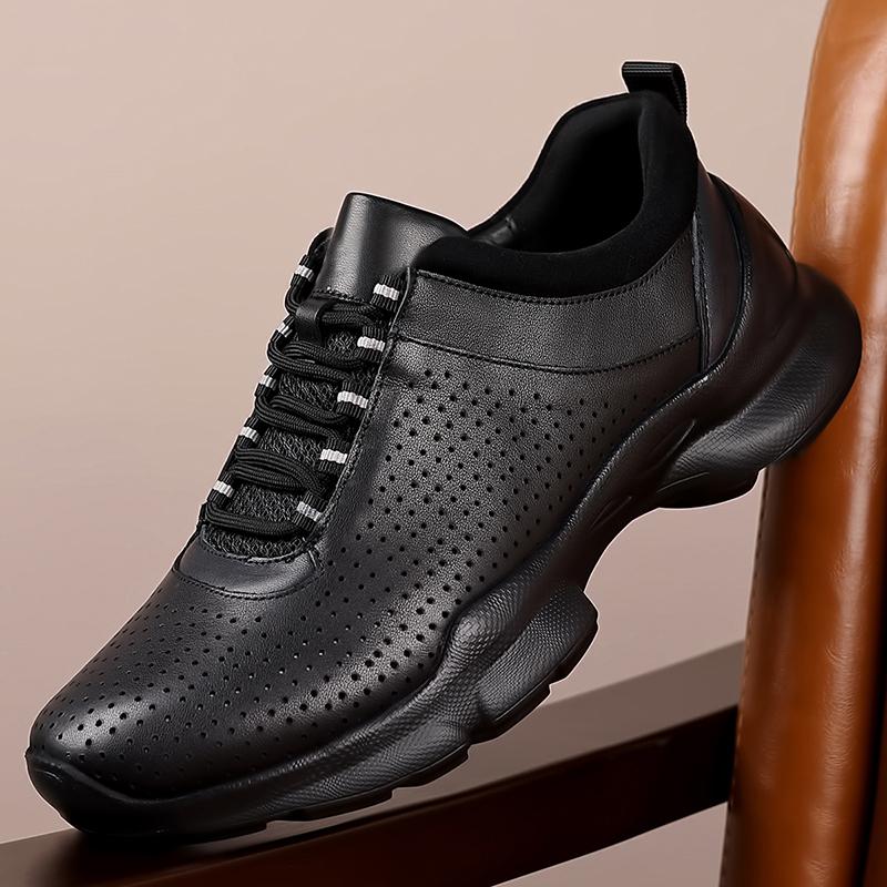 Fashion Outdoor Trainers Breathable Men's Sneakers Genuine Leather Walking Shoes Leisure Male Sports Shoes Non-Slip Treking Footwear