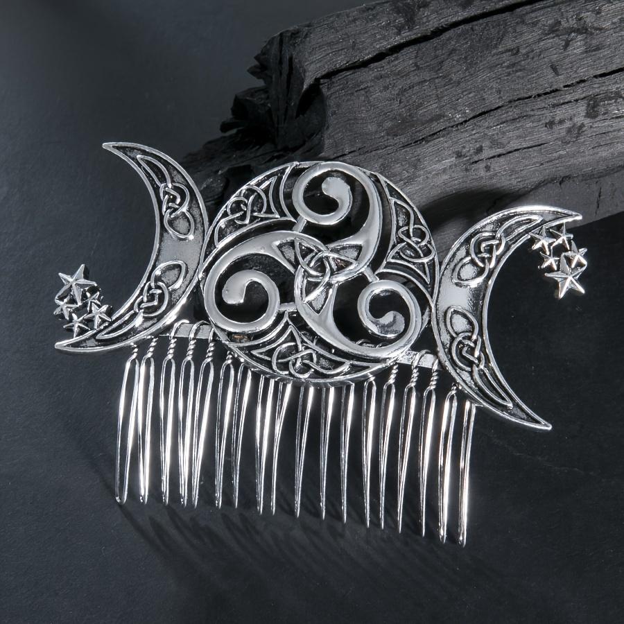 1pc of Vintage Dark Style Metal Double Moon Hair Comb Hair Accessory