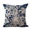 Retro Blue and White Porcelain Pillowcase Geometric Printed Cotton and Linen Sofa Pillowcase Bathroom Sofa Decorative Pillowcase