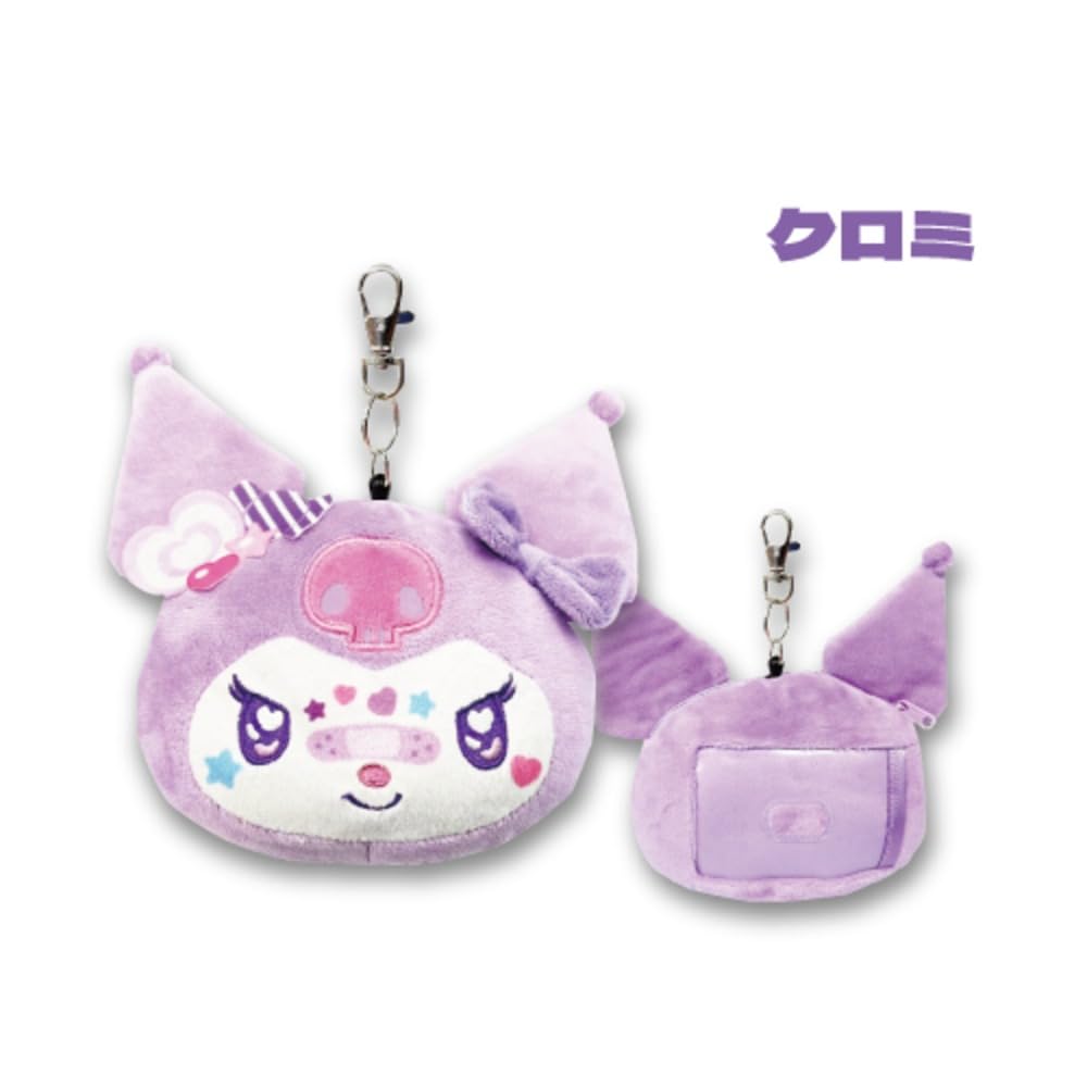 Hatayama Shoji Sanrio Face Reel Pass Case Decora Kuromi H11 x W13cm 63203116 Approx.
