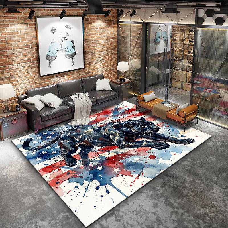 American Flag Animals Pattern Square Carpet,Area Rug,Carpet Rug for Living Room Bedroom Sofa Playroom Decor,Non-slip Floor Mat,Holiday Birthday Gifts