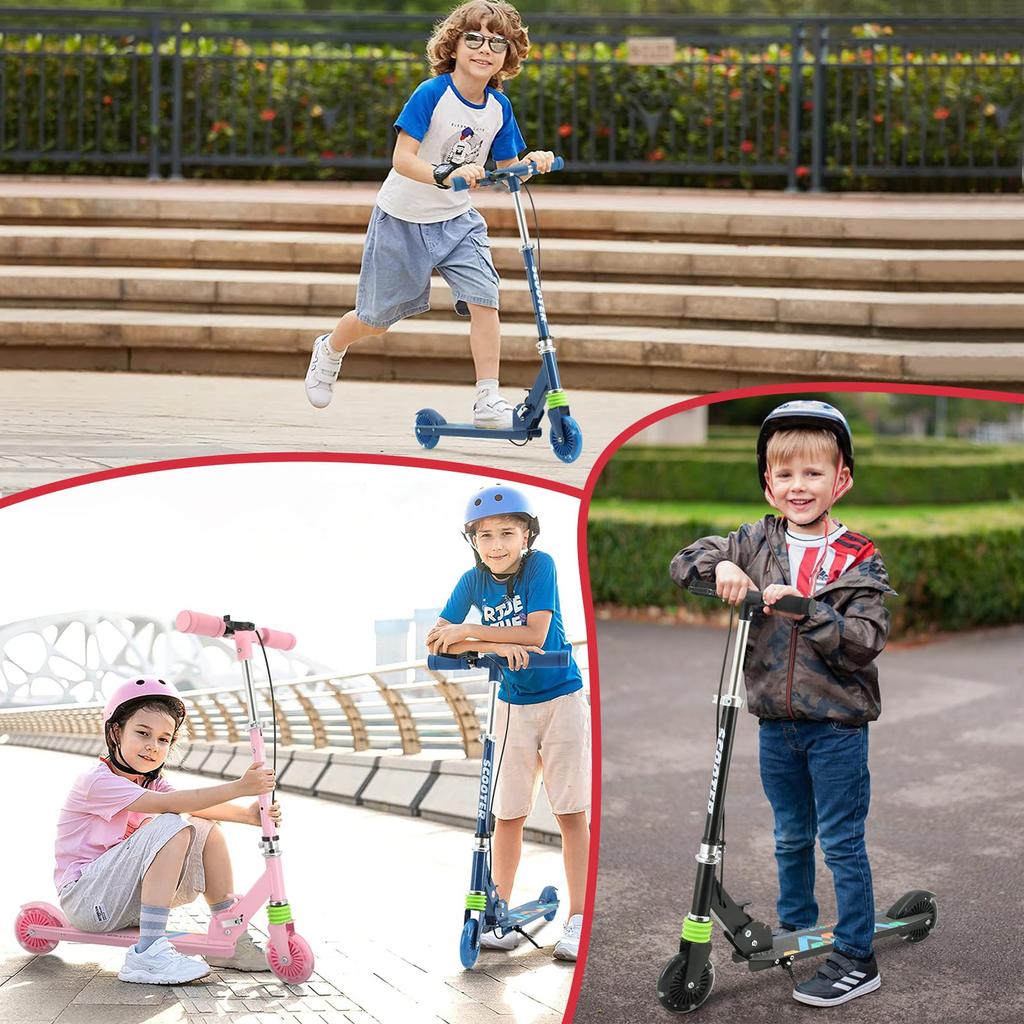 TENBOOM Kickboard Kids Scooter Kids Children New Handle Brake Included For Year Olds 2 Wheels LED Tires Load Capacity 50kg Toddler Car Toy Foldable