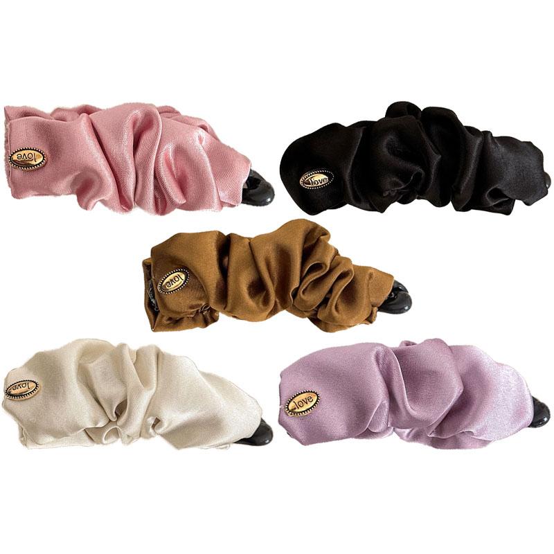 Koreanischer Stil Satin Plissiert Einfarbig Stoff Haarspange Vielseitige Bananen-Klammer Für Frauen Haarschmuck