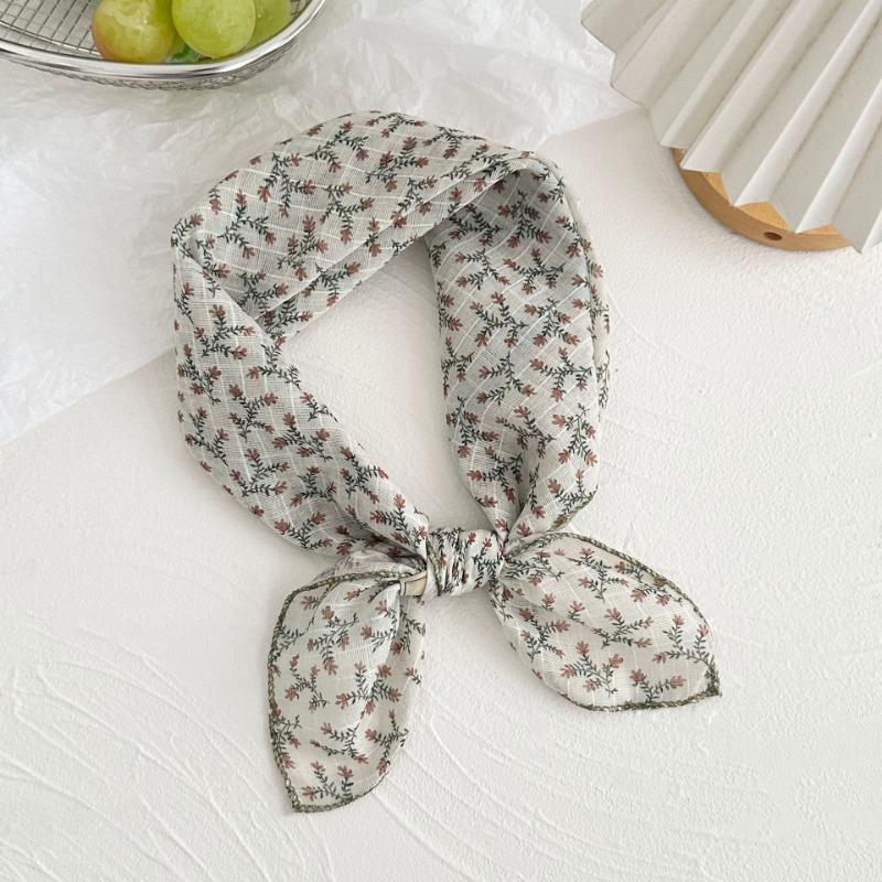 Silk scarf new retro literary cotton and linen square scarf decorative scarf floral headscarf headband multi-purpose scarf small shawl