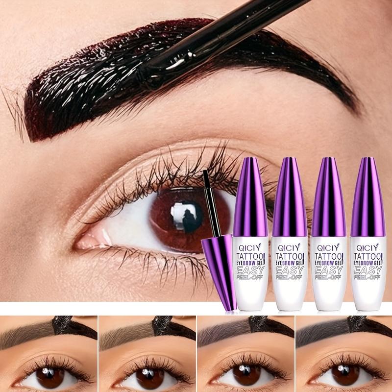 4-Farben Tattoo Peel Off Augenbrauen Gel Tönung, Semi-permanente Augenbrauentönung Wasserdicht Abriebfest für voller und definierter aussehende Augenbrauen