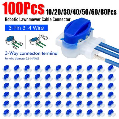 10-100pcs Waterproof Cable Clamps Wire Connectors for Garden Auto Lawn Mower 3 Pore Terminal Blocks Robotic Lawnmower Connectors