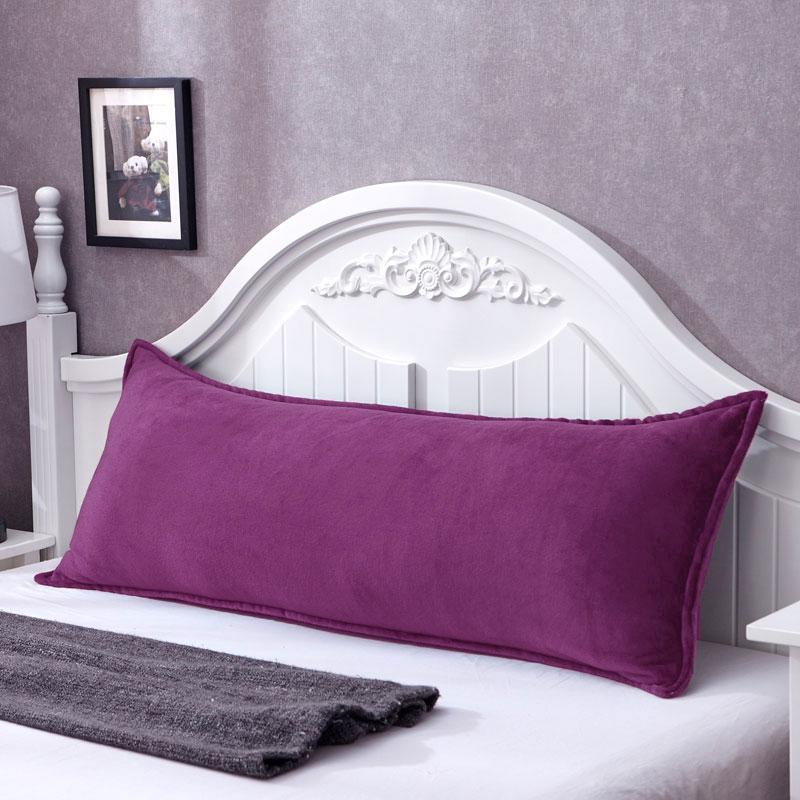Solid Color Flannel Long Pillow Case Soft Comfortable Adults Double Lover Sleeping Pillow Cover Bedding Body Pillowcase