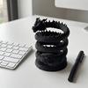 Spiral Coiled Dragon Pen Holder Black Storage Holder Cool Desktop Statue Game Room