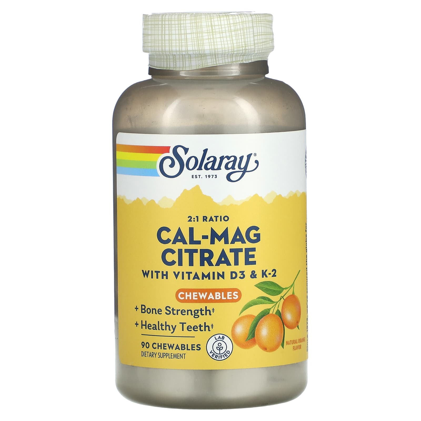 

Cal-Mac Citrate with Vitamin D3 & K2, Natural Orange Flavor, 90 Chewable Tablets