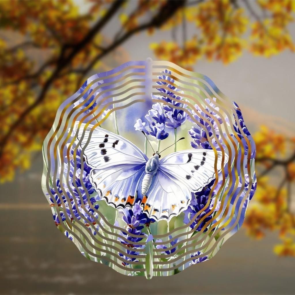 10-calowy metalowy wiatrak motylkowy Kolorowa dekoracja ogrodowa Zewnętrzna wisząca kurant wietrzny na podwórko, patio, balkon Nie wymaga baterii