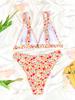 Small Floral Print Backless Sexy Two Piece Swimsuit Elegant For Vacation