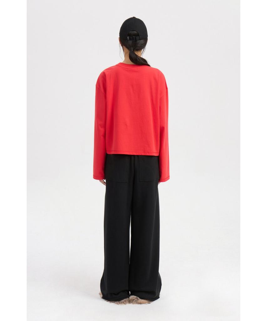 LUCKY CHOUETTE Frill Point Standard Fit Long Sleeve T-Shirt (Red) Lftaw25420Rex