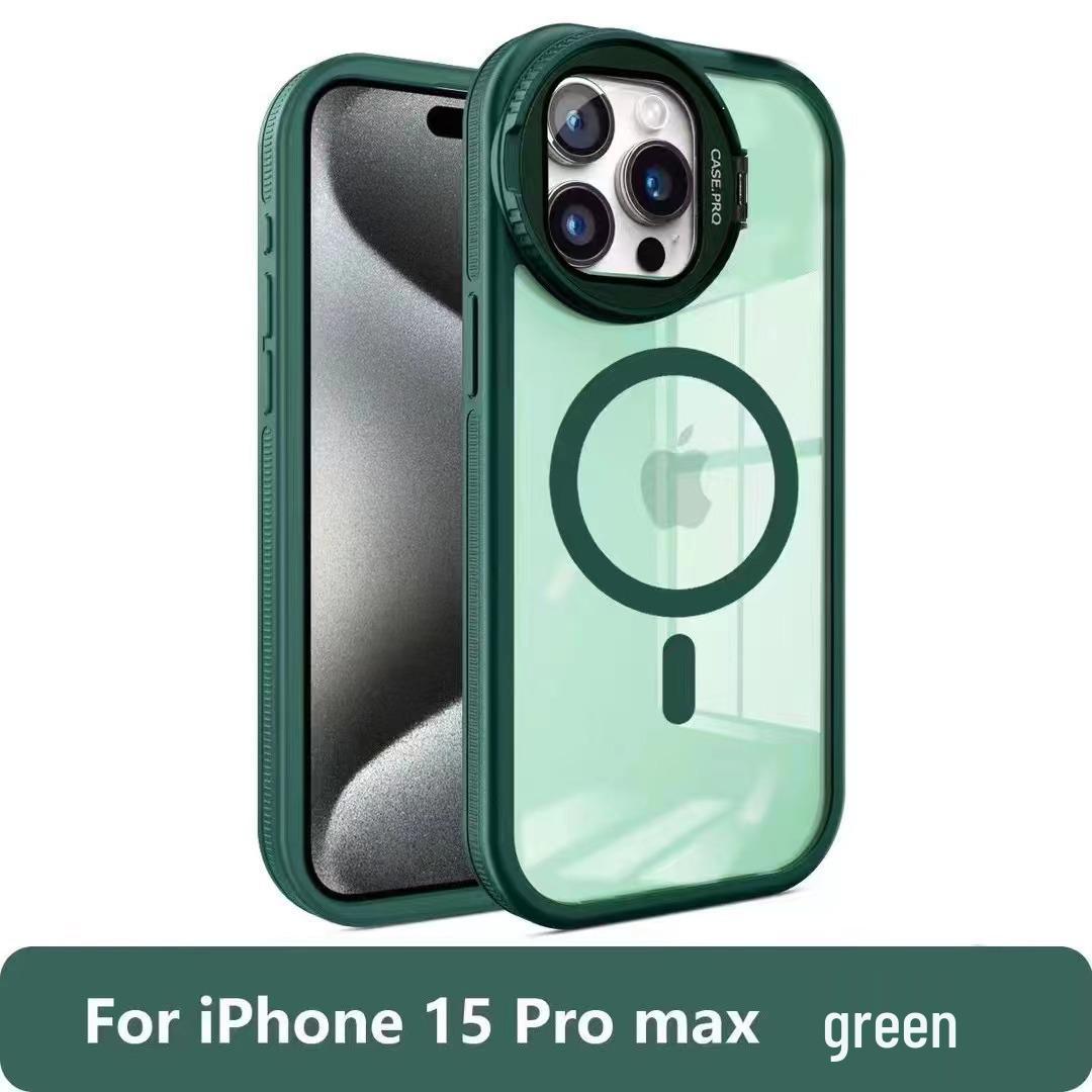 

Magnetic Lens Stand Case for iPhone 17/16 Pro Max - Premium Protective Cover for iPhone 15/14 13 Pro зелёный