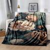 1pc Peony Printing Lightweight Flannel Blanket, Comfortable and Warm Blanket, for Camping Sofa Bed and Couch Office, Gift