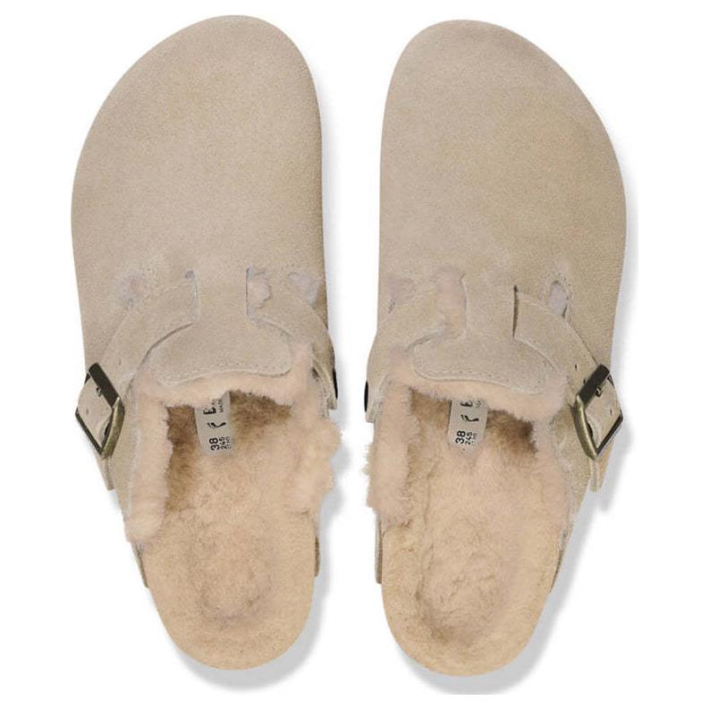 Boston Wmns Birkenstock Shearling Suede 'Taupe' 1028299