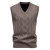 Men Knitting Vest V-Neck Sleeveless Rhombus Texture Sweater Vest Autumn Winter Solid Color Casual Vest Knitwear