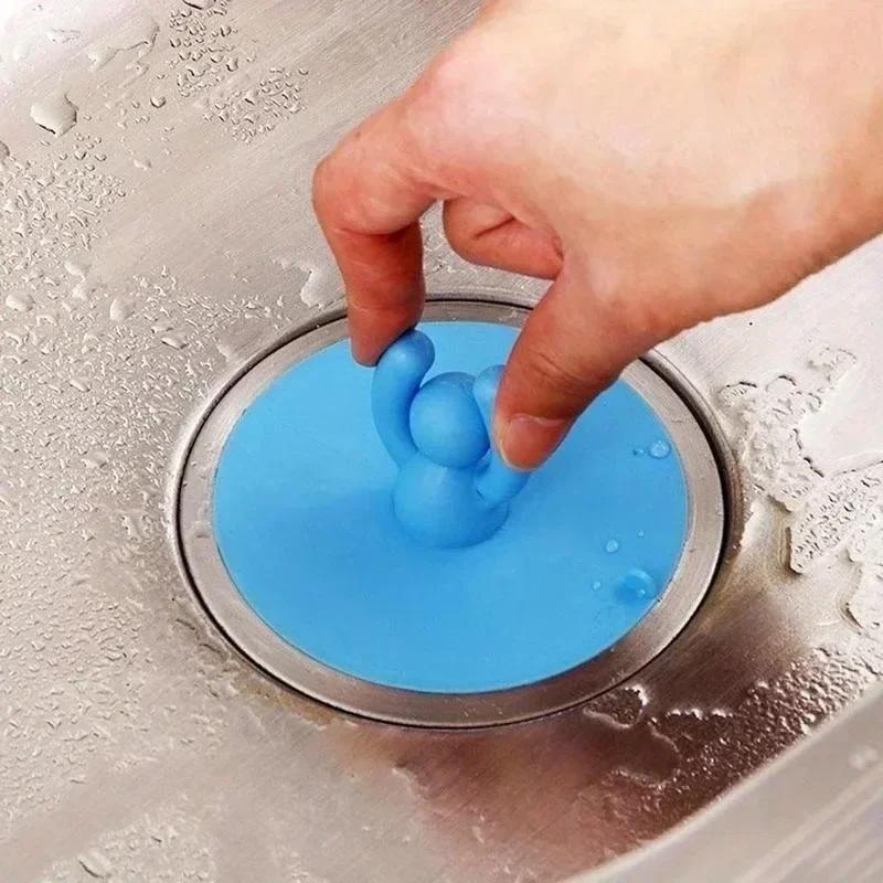 3 Colors Silicone Bathtub Floor Drain Portable Kitchen Sink Stopper Drain Plug Kitchen Tool Home Bathroom Hair Stopper Accessory
