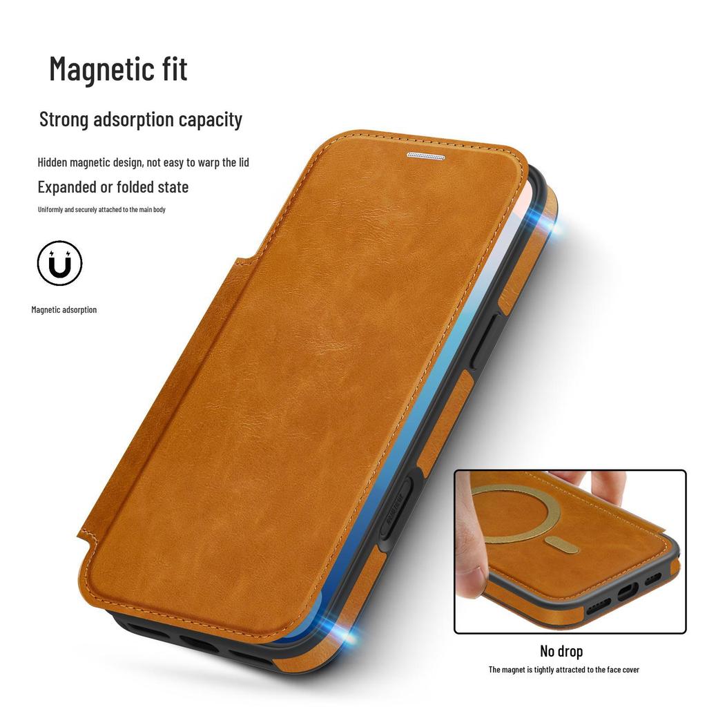Magnetic Charging Flip Leather Case for Apple iPhone Pro Max (17/16/15/14) - Full Coverage & Anti-Theft