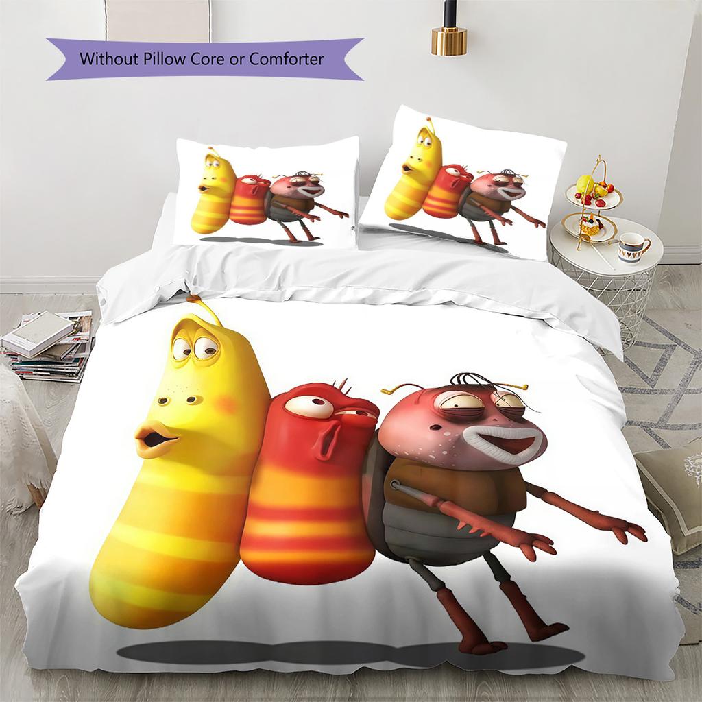 Larva Pattern Bedding Quilt Set Home Decoration Gift (1 * Duvet Cover + 2 * Pillowcase Without Core)