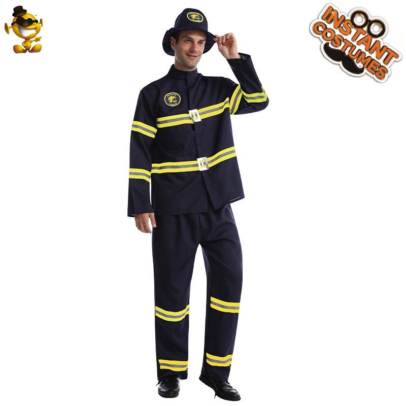 Halloween Adult Men s Firefighter Show Costume cos Firefighter Cosplay Stage Show Party Costume One size fits all