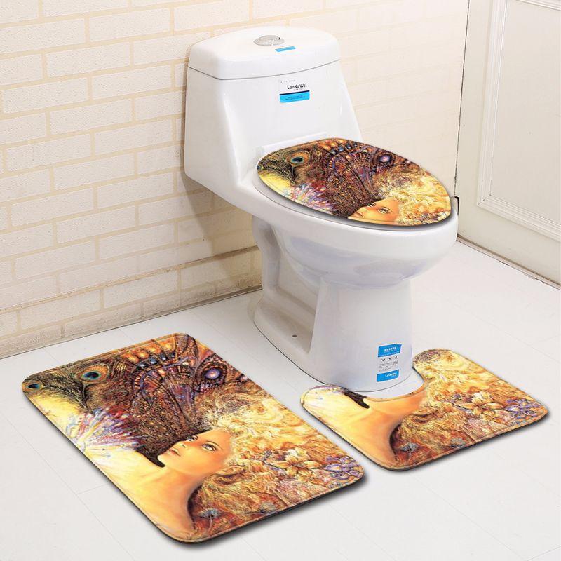 Personalized Painted Bathroom Toilet Three-Piece Floor Mat Doormat Bathroom Carpet Is Now