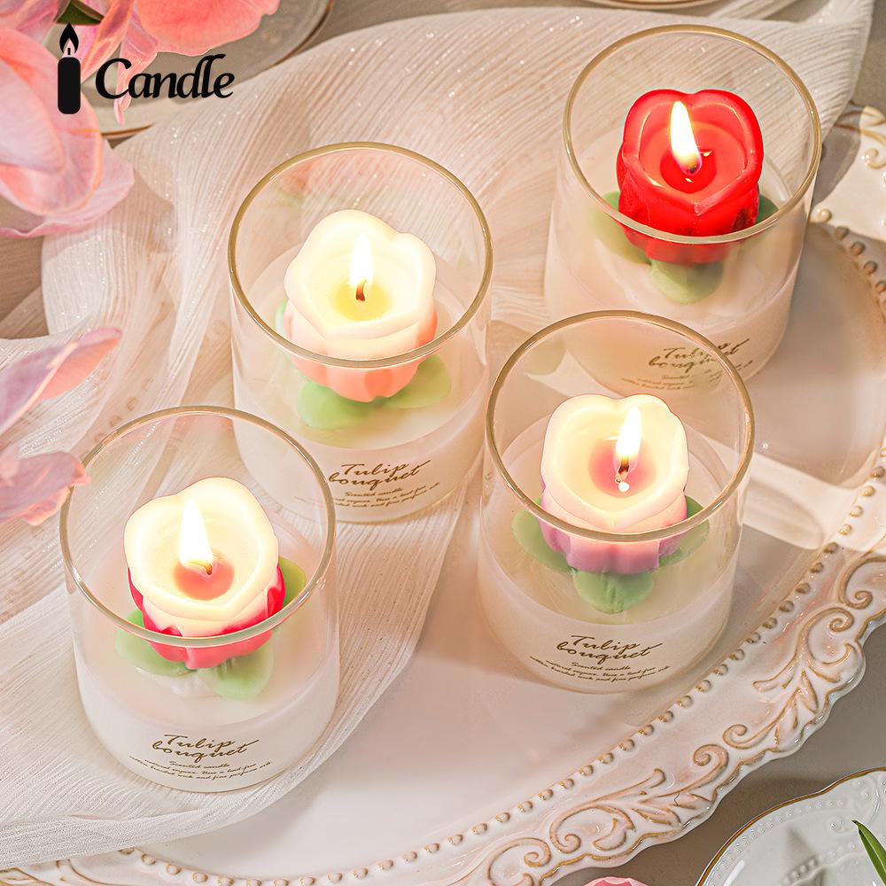 520 Muse Day Romantic Handmade Gift Tulip Flower Aromatherapy Cup Birthday Souvenir Tulip Flower Candle