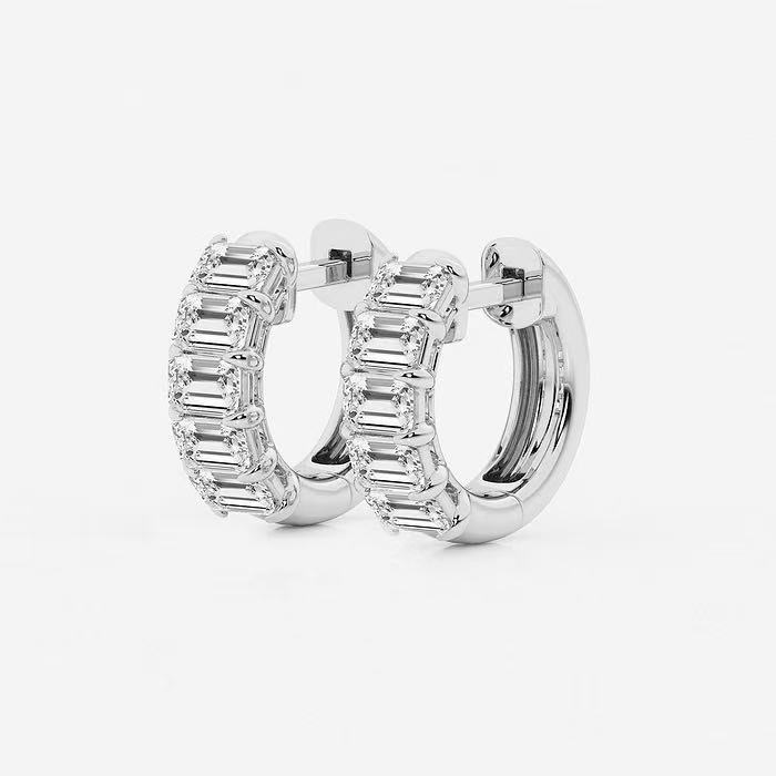 14K Solid Gold Hip Hop Diamond Hoops Jewelry 3 Ctw Emerald Lab Grown Diamond Inside Out Hoop Earrings