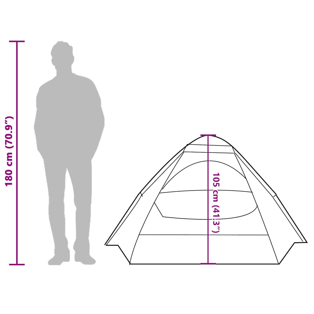 Dome Camping Tent for 2 Persons Green Waterproof