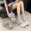 8CM inner height increase dad shoes women 2025 summer new versatile popular small mesh breathable sports shoes tide