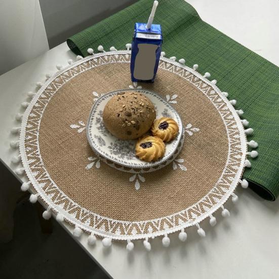 Ronde Jute Placemats voor Tafel, Geweven Jute Onderzetters, Rustieke Natuurlijke Vezel Matten voor Borden Kopjes, Boerderij Keuken Eetkamer Decor
