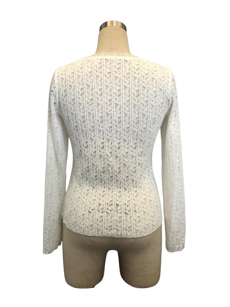 Spring Women's U Neck Long Sleeve Lace Studded Lace Slimming T-Shirt Tops Women Versatile Closet Essential Fashion Items Shirt