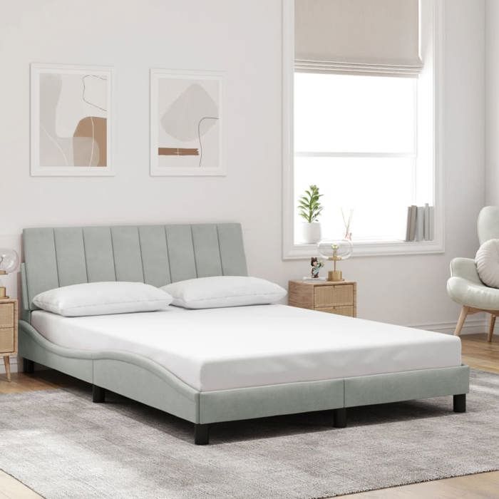 VidaXL Cadre de Lit avec Tête de Lit, Lit Rembourré, Sommier à Lattes, Lit Double, Lit Adulte de Chambre à Coucher 3207849